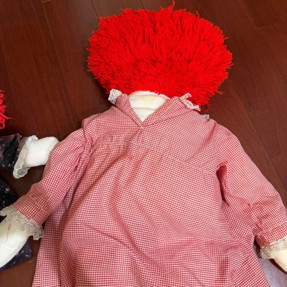 Collectible Trio 1970’s Vintage Raggedy Ann and Andy Doll Set Classic Cloth